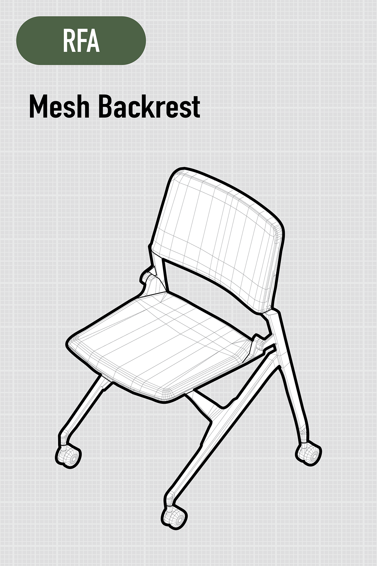 MC | Mesh Back | Upholstered Seat | Without Armrest