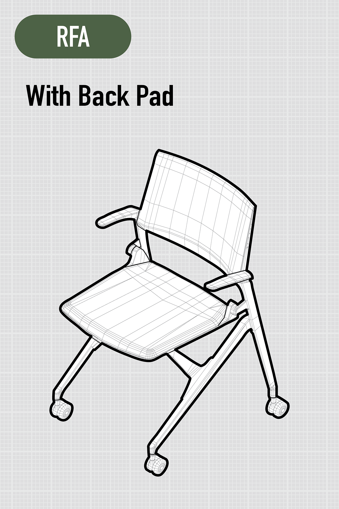 MC | Pad Back | Upholstered Seat | Fixed Armrests