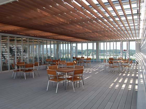 Ome City/【Cafeteria terrace area】The cafeteria terrace on the top floor affords a wonderful view of Okutama. 