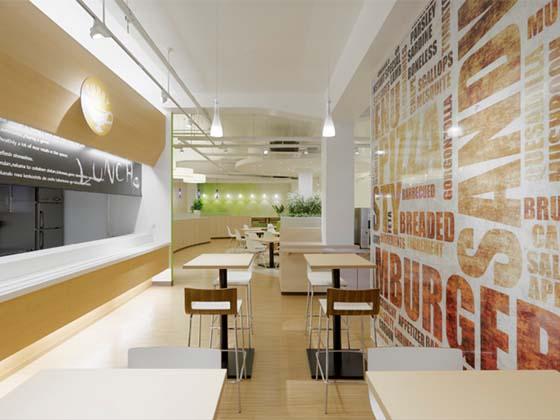 Oki Electric Industry Co., Ltd./【First floor counter seats】Counter seats for grabbing a quick meal. The graphics are very bold.