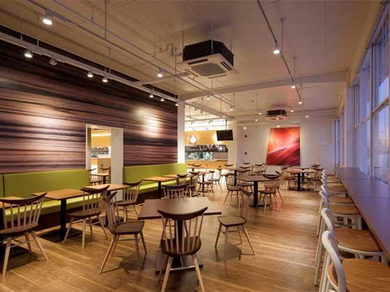 Oki Electric Industry Co., Ltd./【Second floor relaxation café】Graphics with natural themes such as geological layers, wood grains, etc.