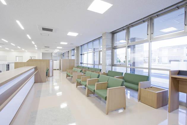 Shimizu Agricultural Cooperative/【Waiting space】Chairs in the waiting room designed with the color of green tea in mind