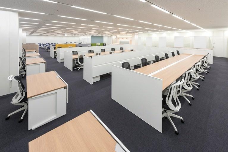 Origin Electric Co., Ltd./【Work space （Saitama-Shintoshin Head Office）】The open and flexible work space can accommodate future organization changes, personnel moves, etc.