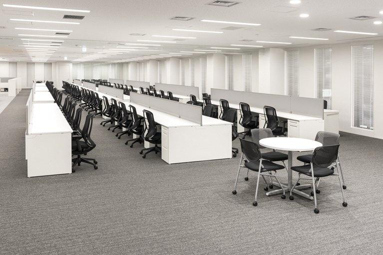 Origin Electric Co., Ltd./【Work space （Technical Head Office）】The open and flexible work space can accommodate future organization changes, personnel moves, etc.