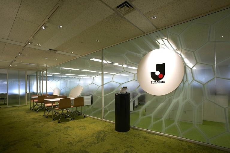Japan Professional Football League/【Entrance 01】Entrance design of a ball striking the goal net.