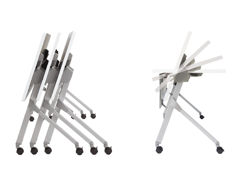 Angled nesting for efficient storage and Easy folding with a single motion 