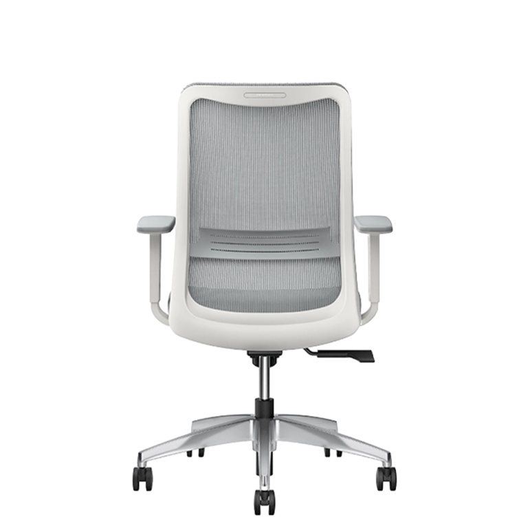 Cadre blanc <br />Filet de dossier gris <br />Socle en aluminium poli